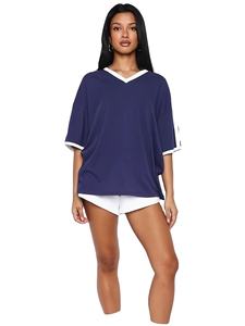 Camisetas de Verano para Mujer al por Mayor, Corte Holgado, Cuello en V, Diseño con Cordón Ajustable, Mezcla de Spandex, Transpirables y de Secado Rápido - Product Image 2