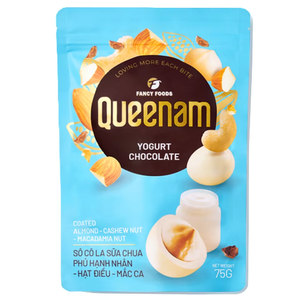 โรงงานผลิตช็อกโกแลตดรากี ขายตรงสำหรับส่งออก ฮาลาล รับผลิตแบบ OEM/ODM ขนมขบเคี้ยวเคลือบช็อกโกแลตโยเกิร์ต อัลมอนด์ เม็ดมะม่วงหิมพานต์ แมคคาเดเมีย นัทส์ 75 กรัม - Product Image 1