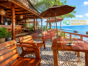 Ensemble table et banc de pique-nique Eco2go Vietnam, en pin massif, robuste, résistant aux intempéries, pour extérieur, jardin, parc, terrasse - Product Image 5