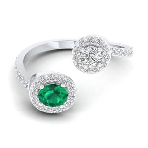 Anneaux ajustables pour femmes REYES, nouveau design, argent sterling 925, moissanite certifiée GRA avec pierre précieuse émeraude, bijoux de luxe. - Product Image 5