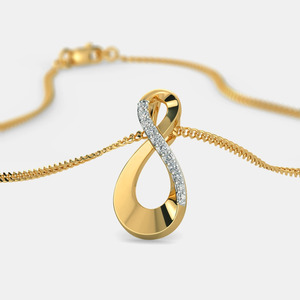 Collier pendentif en or jaune avec spirale infinie et diamant de laboratoire - Product Image 3