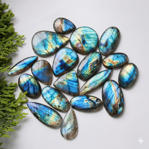 Natural Labradorite Cabochon Gemstone <b>Beads</b> <b>Blue</b> Color Change Healing Crystals for Jewelry Making - Product Image 1