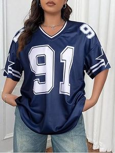 Camisetas de Jersey para Mujer 2026, Camisetas Gráficas con Cuello en V, Estilo Holgado, Streetwear, Número, Camiseta Oversize, Tops de Verano - Product Image 2