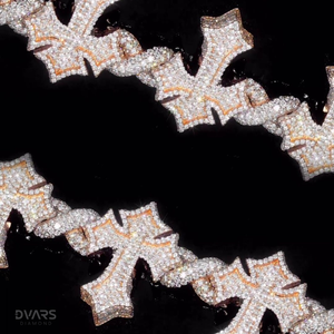 Bracelets Dvars Diamond DBM-10 Iced Cross Link en Moissanite VVS1, plaqué or 18 carats, bijoux Hip Hop en argent sterling 925, motif Infini - Product Image 4