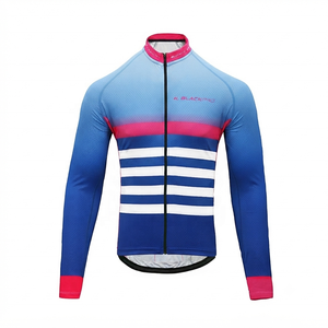 Jersey de Ciclismo Personalizado con Logotipo OEM para Hombre, Manga Larga, Impresión Digital, Transpirable, Cierre Completo, Elástico en Cuatro Direcciones, Antibacterial, Sin Costuras - Product Image 1