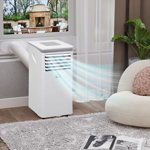 Condizionatore d'Aria Portatile Bianco da 7000 BTU con Telecomando, Timer 24 Ore e Funzione di Spegnimento Automatico per Camere, Case, Hotel - Tipo di Spina USA/UE/UK - Product Image 2