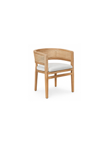 Fauteuil en bois moderne avec assise rembourrée et dossier en rotin, design scandinave pour salle à manger, hôtel et café - Product Image 2