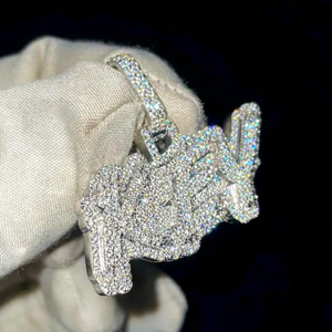 Colgante de Letra Personalizado de Lujo con Nombre en Moissanita, Estilo Hip Hop, Chapado en Oro sobre Plata de Ley 925, Joyería Bling para Raperos - Product Image 1