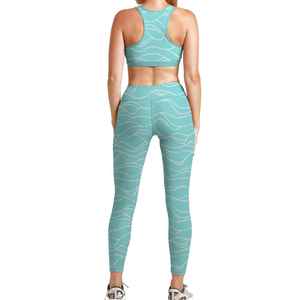 Two Piece Breathable Sublimation Print Yoga Set GYM Wear Wholesale Custom <b>Womens</b> Workout Leggings Sport Bra Sets - Product Image 3