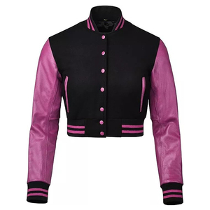 Vestes personnalisées de style universitaire en laine, cuir et coton, coupe-vent, col montant - Product Image 4