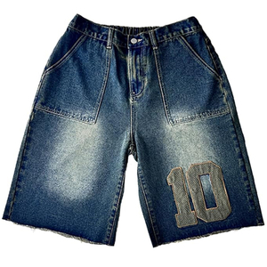 Pantalones Cortos de Mezclilla con Lavado Ácido Personalizados para Hombre y Mujer, Estilo Urbano, Corte Holgado, Vintage, OEM al por Mayor - Product Image 1