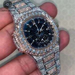 Charm Jewels Luxury Men's Stainless Steel <b>Watch</b> Square Case 42mm Analog Quartz Sapphire Crystal Folding Clasp Luminous - Product Image 2