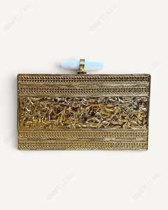 Pochette en marbre blanc |   Minaudière artisanale avec incrustation florale en pierre |   Sac de soirée de luxe pour mariée et femme - Product Image 5