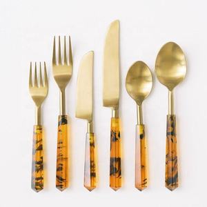 Meilleure vente, ensemble de couverts en métal argenté, poignée en écaille de tortue pour hôtels et mariage, vaisselle pour manger, ensembles de couverts - Product Image 4