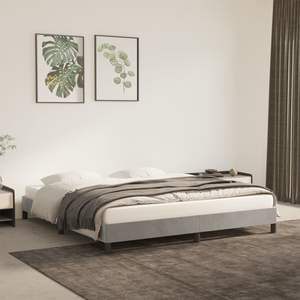 Cadre de lit en velours gris clair California King sans matelas, produit rembourré - Product Image 1
