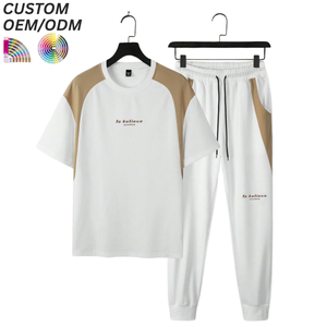 Conjunto de Camiseta y Pantalones Cortos de Algodón Sólido de Dos Piezas para Hombre, Ropa Casual de Verano, Logotipo Personalizado, Soporte OEM ODM para Suministro al por Mayor - Product Image 4