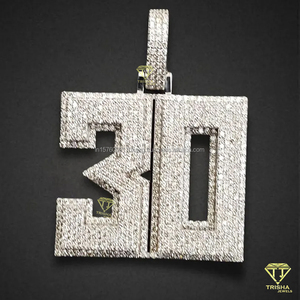 "30" Number Pendant Lab Grown Diamond Iced Out Hip Hop Necklace Luxury Bling Jewelry Gift For Men - Product Image 5