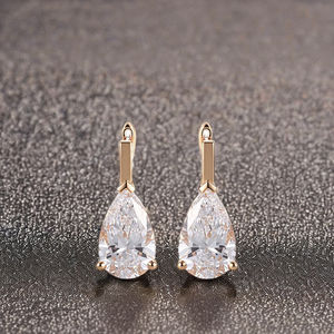 SHRAMAN DIAMOND Classic Design Women's 10K Solid Gold <b>Teardrop</b> Pear Shaped Lab Grown Diamond Solitaire <b>Stud</b> Trendy <b>Earrings</b> Gift - Product Image 4