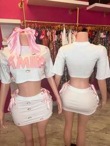 Hot Sale Summer <b>Sexy</b> Crop Flower Design <b>Skirt</b> Designer Piece Set Women Exposed Navel <b>Short</b> <b>Skirt</b> Set - Product Image 5