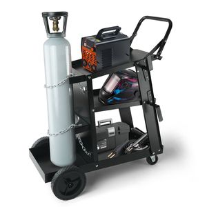 Heavy Duty 3-Tier Welding <b>Cart</b> with 400 Lbs Capacity 360 Degree Swivel Wheels Tank <b>Storage</b> Safety Chains for Moving - Product Image 6