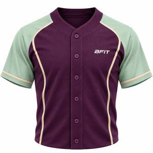 Uniforme de baseball pour hommes de qualité supérieure 100% polyester, manches contrastées, boutons sur le devant, pantalon assorti, séchage rapide, respectueux de l'environnement - Product Image 2
