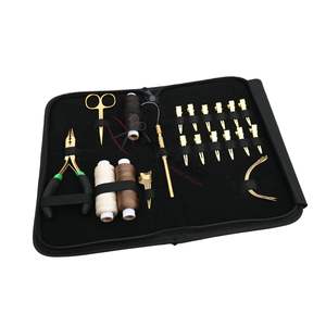 Kit d'outils pour coiffeur : Pince à trois trous, outil pour micro-perles, fil à boucles, aiguilles à coudre courbées, fil à coudre pour extensions capillaires - Product Image 1
