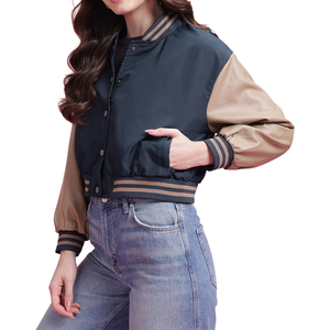 Women's Windbreaker Solid Color Full Zipper <b>Bomber</b> <b>Jacket</b> Baseball Varsity <b>Jacket</b> Street Wear Custom Fleece Wholesale Casual - Product Image 4