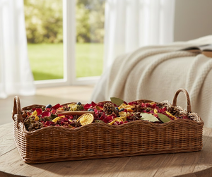 Bandeja rectangular de ratán tejida a mano con asas, cesta de almacenamiento de mimbre natural con borde festoneado para guardar objetos, procedente de Vietnam. - Product Image 3