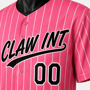 Maillot de baseball rayé rose unisexe à manches courtes boutonné personnalisé Claw Int 00 - Product Image 5
