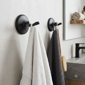 <b>Modern</b> Matte <b>Black</b> <b>Bathroom</b> <b>Accessories</b> Set 5-Piece Wall Mounted Towel Bar Towel Ring Robe Hook Toilet Paper Holder - Product Image 6