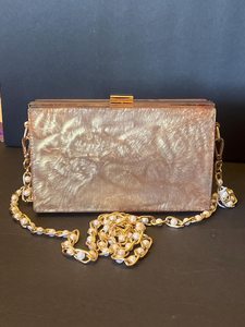 Gold resin purse Handcrafted Designer Luxury Bridal Resin Clutch Ladies Sling <b>Bag</b> Resin Pearl Decor Fashion Accessory - Product Image 5