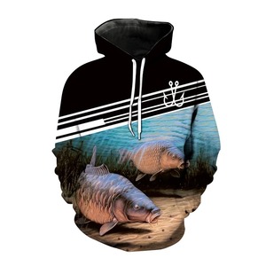 Sweat-shirt à capuche de pêche pour homme, imprimé intégral motif carpe, sublimation, respirant, pour activités de plein air - Product Image 1