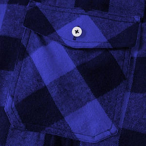 Camisa de Franela a Cuadros Azul para Hombre, de Algodón, Oversize, con Botones, Manga Larga, para Otoño e Invierno, Diseño Nuevo, Venta al Por Mayor Personalizada OEM - Product Image 4