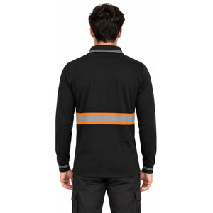 OEM |   Alta Visibilidad |   Camiseta de Seguridad Reflectante Negra de Manga Corta |   Camiseta de Trabajo Polo Económica para Seguridad Vial - Product Image 3