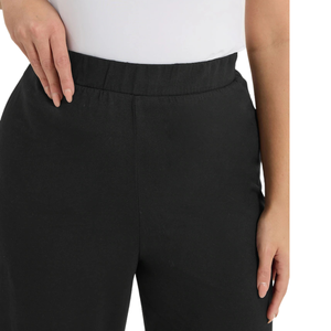Women's Plus Size XL Boot Cut High Waist Soft <b>Stretch</b> Casual Pants 100% Cotton Breathable Quick Dry Drawstring Closure Loose Fit - Product Image 3