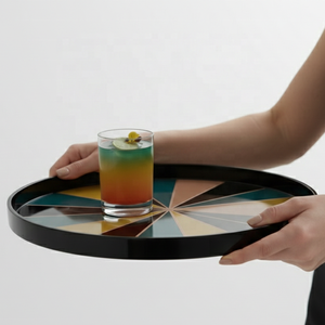 Bandeja de Laca de Estilo Moderno Hecha a Mano, Bandeja Redonda para Servir de Laca, Bandeja de Laca de Primera Calidad - Product Image 1