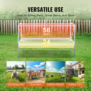 Mangeoire à foin pour bétail et chèvres de 80 gallons de capacité, 59 pouces de long, 2-en-1, pour pâturage et grain, mangeoire profonde pour animaux - Product Image 6