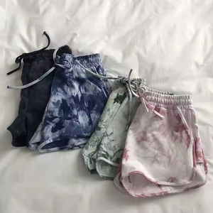 Shorts en coton pour femmes, taille haute, jambes larges, cordon de serrage, taille élastique, shorts amples d'été avec poches, shorts de sport - Product Image 2