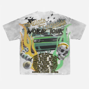 เสื้อยืดสตรีทแวร์มอเตอร์สปอร์ตทรงโอเวอร์ไซส์สำหรับผู้ชาย ผ้าหนา พิมพ์ลายกราฟิกการแข่งรถ ดีไซน์สไตล์ Urban Aesthetic - Product Image 3