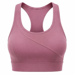 Women's Navy <b>Blue</b> Racerback Sports <b>Bra</b> High Support Lightweight Seamless Breathable Mesh Panels Eco-Friendly Quick Dry Front - Product Image 3