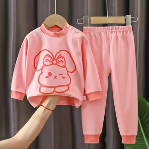 Ensemble de survêtement printemps pour filles, en coton respirant, sweat-shirt et pantalon de jogging à col rond, motif dessin animé, haute qualité, vente en gros - Product Image 5
