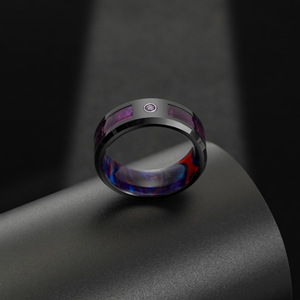 Bague en carbure de tungstène couleur bronze avec incrustation de résine onirique et zircone <span class=keywords><strong>violette</strong></span>, alliance de 8 mm pour homme, bijoux Galaxy en gros - Product Image 1