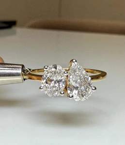 Toi Et Moi Pear Cut and Oval Cut Lab Grown Diamond Engagement Ring <b>14K</b> Solid <b>Gold</b> Two Stone Fine Jewelry <b>Manufacturer</b> - Product Image 2