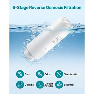 Cartucho de Filtro de Agua de Ósmosis Inversa de 6 Etapas con Filtro Compuesto RO, Bloqueador de Impurezas, Absorbedor de Olores, Bloque de Carbón - Product Image 3