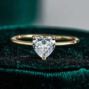 Romantic Heart Cut Diamond Solitaire <b>Proposal</b> <b>Ring</b> VS1 1.01CT Lab Grown With 10K Solid Gold IGI Certified Wedding Promise Gift - Product Image 3