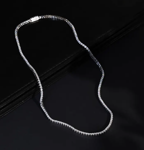 Luxury Micro Pave Moissanite Tennis <b>Chain</b> Necklace <b>Iced</b> <b>Out</b> Hip Hop Jewellery Minimal Diamond Look Gift - Product Image 1