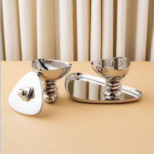 High Quality Metal <b>Silver</b> Incense <b>Burner</b> Set With Stacked Black Bases On A Tray, Perfect For Home Fragrance And Festive Gifting - Product Image 4