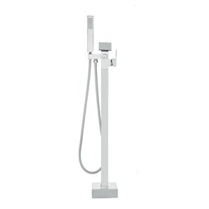 Rubinetto per vasca da bagno freestanding a pavimento, miscelatore doccia con rubinetto di riempimento per vasca, con beccuccio girevole a 360 gradi, due modalità di erogazione dell'acqua - Product Image 1