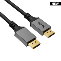 Cable VESA DP80 Personalizado OEM 2.1 80Gbps UHBR20, Cobre Estañado, Cubierta de PVC, Blindaje Trenzado, Fábrica en Vietnam, para Computadora y Monitor