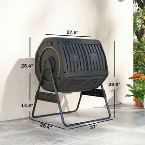 Compostador de Doble Cámara para Exteriores de 53 Galones, Libre de BPA, con Ventilación Ajustable, Color Negro - Product Image 3